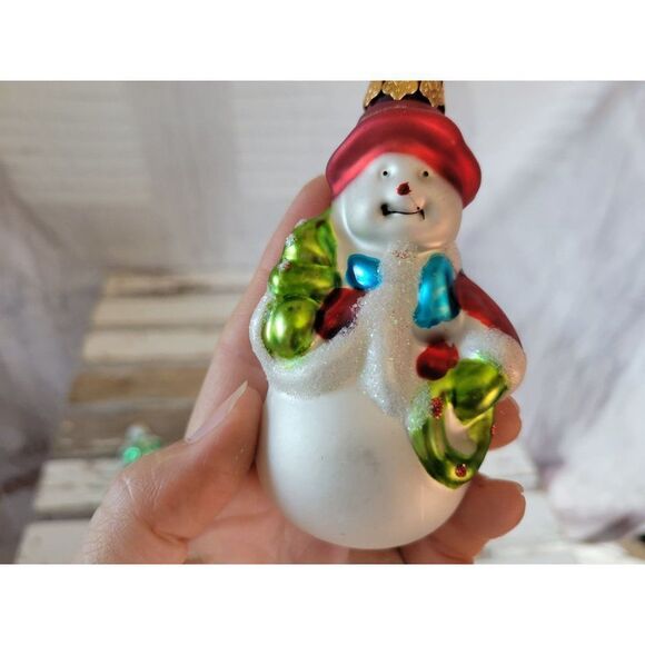 Glass snowman tree ornament set Xmas tree - Picture 9 of 10